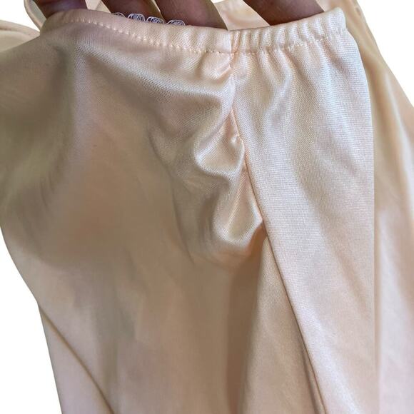 JCPenney Vintage 80s Lace Slip Dress Drop Waist Bias Cut Handkerchief Hem Peach - Picture 14 of 16
